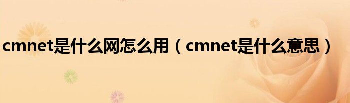 cmnet是什么网怎么用【cmnet是什么意思】