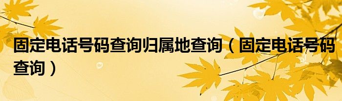 固定电话号码查询归属地查询【固定电话号码查询】