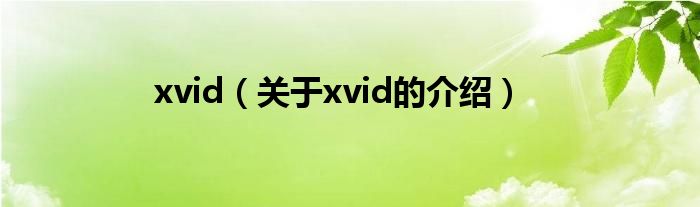 xvid【关于xvid的介绍】