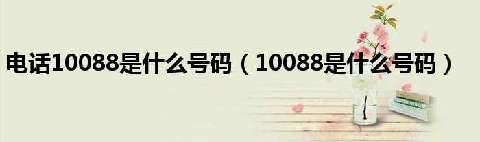 电话10088是什么号码【10088是什么号码】