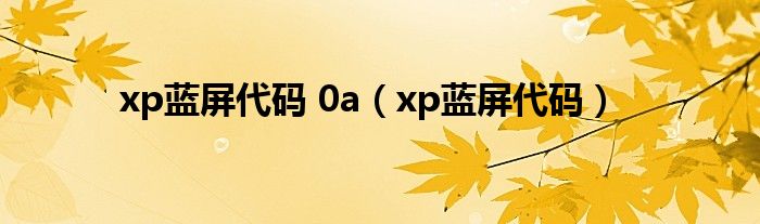 xp蓝屏代码 0a【xp蓝屏代码】