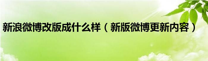 新浪微博改版成什么样【新版微博更新内容】