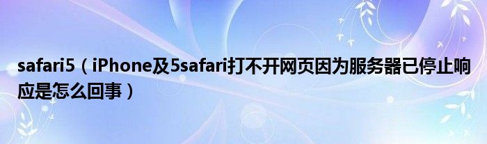 safari5【iPhone及5safari打不开网页因为服务器已停止响应是怎么回事】