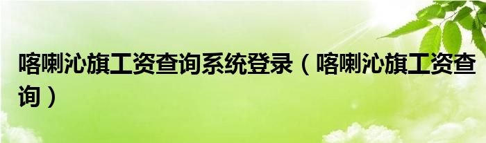 喀喇沁旗工资查询系统登录【喀喇沁旗工资查询】