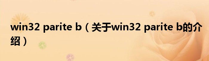 win32 parite b【关于win32 parite b的介绍】