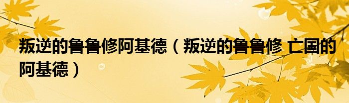 叛逆的鲁鲁修阿基德【叛逆的鲁鲁修 亡国的阿基德】