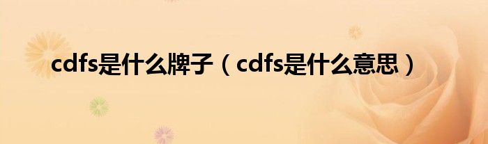 cdfs是什么牌子【cdfs是什么意思】