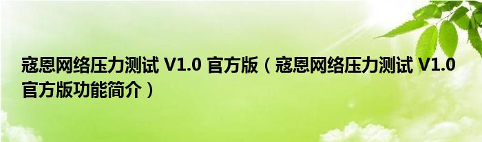 寇恩网络压力测试 V1.0 官方版【寇恩网络压力测试 V1.0 官方版功能简介】