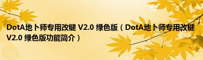 DotA地卜师专用改键 V2.0 绿色版【DotA地卜师专用改键 V2.0 绿色版功能简介】