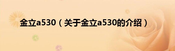 金立a530【关于金立a530的介绍】