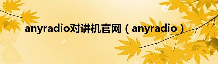 anyradio对讲机官网【anyradio】