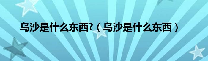 乌沙是什么东西?【乌沙是什么东西】