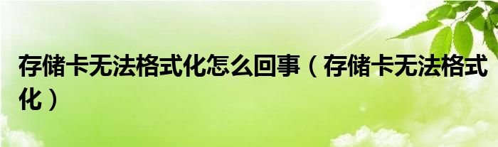 存储卡无法格式化怎么回事【存储卡无法格式化】