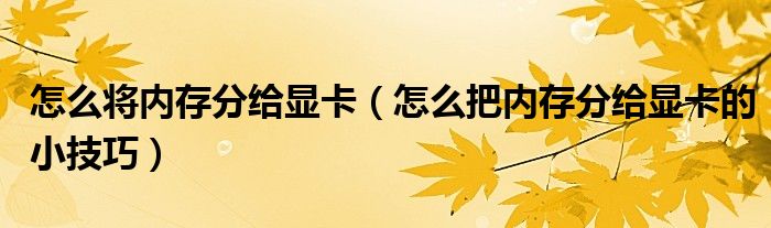 怎么将内存分给显卡【怎么把内存分给显卡的小技巧】