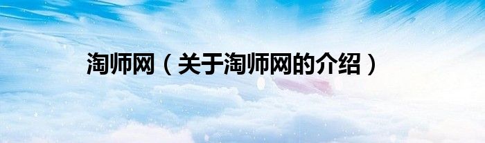 淘师网【关于淘师网的介绍】