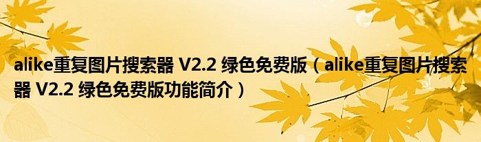 alike重复图片搜索器 V2.2 绿色免费版【alike重复图片搜索器 V2.2 绿色免费版功能简介】