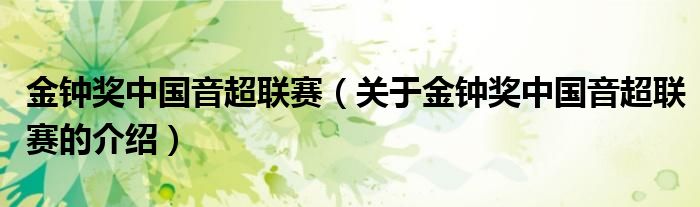 金钟奖中国音超联赛【关于金钟奖中国音超联赛的介绍】