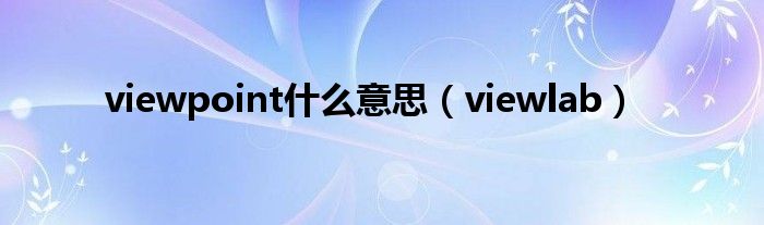 viewpoint什么意思【viewlab】