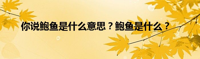 你说鲍鱼是什么意思？鲍鱼是什么？