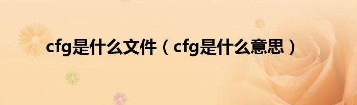 cfg是什么文件【cfg是什么意思】