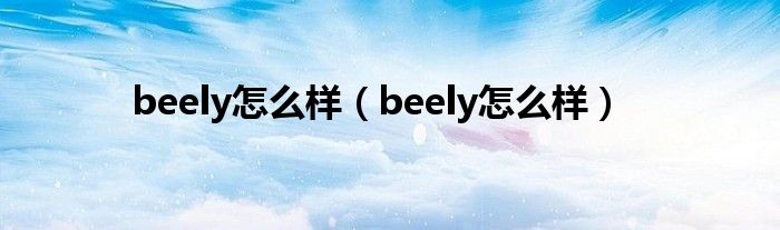 beely怎么样【beely怎么样】