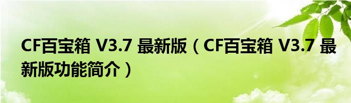 CF百宝箱 V3.7 最新版【CF百宝箱 V3.7 最新版功能简介】