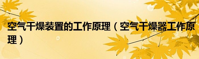 空气干燥装置的工作原理【空气干燥器工作原理】