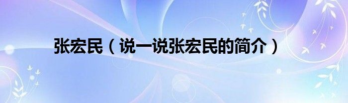 张宏民【说一说张宏民的简介】