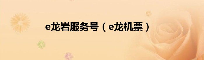 e龙岩服务号【e龙机票】