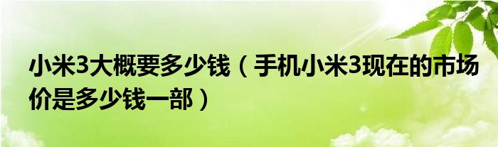 小米3大概要多少钱【手机小米3现在的市场价是多少钱一部】