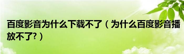 百度影音为什么下载不了【为什么百度影音播放不了?】