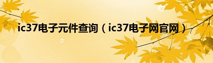 ic37电子元件查询【ic37电子网官网】