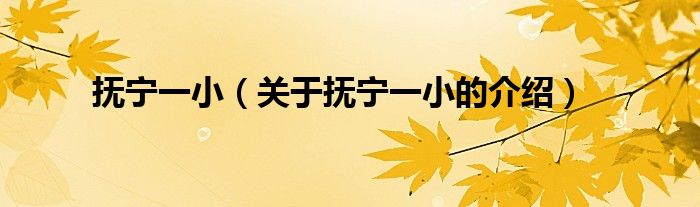 抚宁一小【关于抚宁一小的介绍】