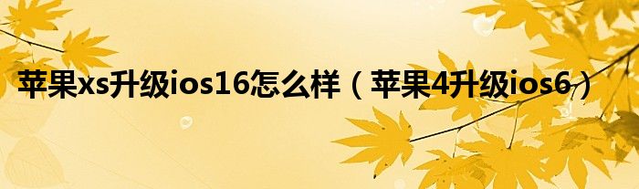 苹果xs升级ios16怎么样【苹果4升级ios6】