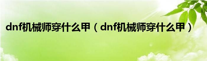 dnf机械师穿什么甲【dnf机械师穿什么甲】