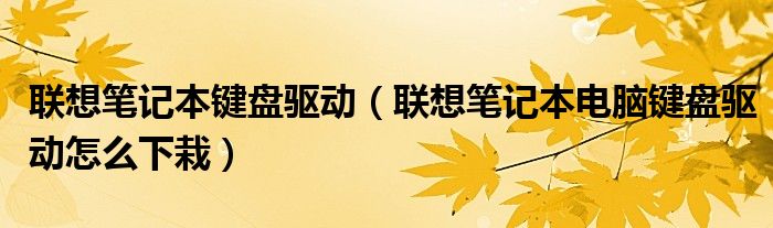 联想笔记本键盘驱动【联想笔记本电脑键盘驱动怎么下栽】