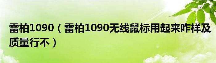 雷柏1090【雷柏1090无线鼠标用起来咋样及质量行不】