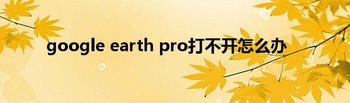 google earth pro打不开怎么办