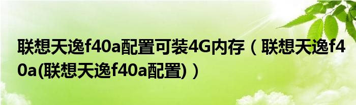 联想天逸f40a配置可装4G内存【联想天逸f40a(联想天逸f40a配置)】