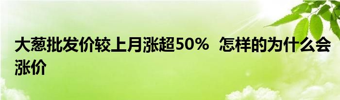 大葱批发价较上月涨超50% 怎样的为什么会涨价