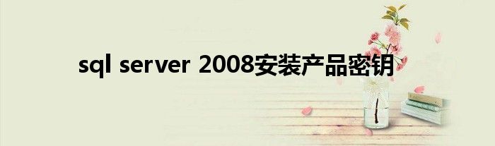 sql server 2008安装产品密钥