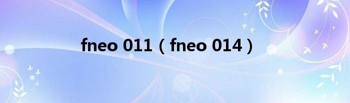 fneo 011【fneo 014】