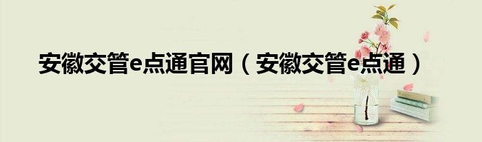 安徽交管e点通官网【安徽交管e点通】