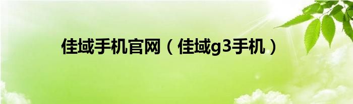 佳域手机官网【佳域g3手机】