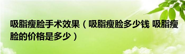 吸脂瘦脸手术效果【吸脂瘦脸多少钱 吸脂瘦脸的价格是多少】