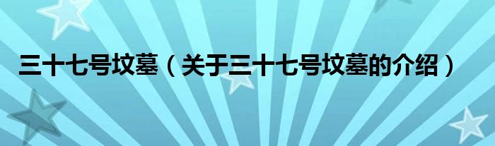 三十七号坟墓【关于三十七号坟墓的介绍】