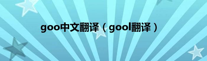 goo中文翻译【gool翻译】