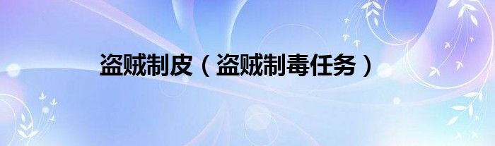 盗贼制皮【盗贼制毒任务】