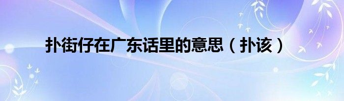 扑街仔在广东话里的意思【扑该】