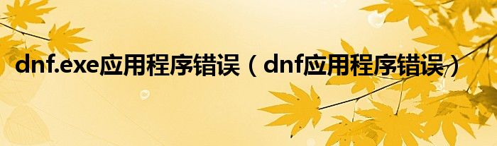 dnf.exe应用程序错误【dnf应用程序错误】